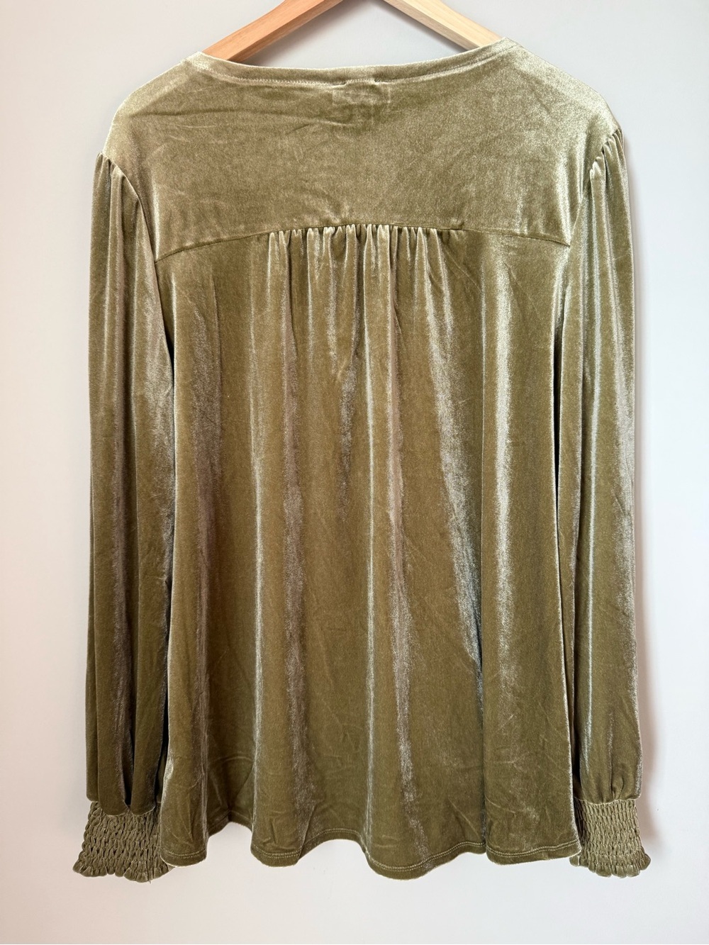 Wonderly Velvet Fall Olive Faux Wrap Long Sleeve Blouse NWT XL - Picture 4 of 4